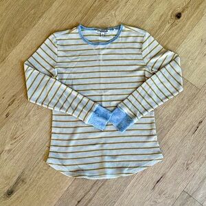 Toad&Co Yellow and Gray Striped Long Sleeve Tee